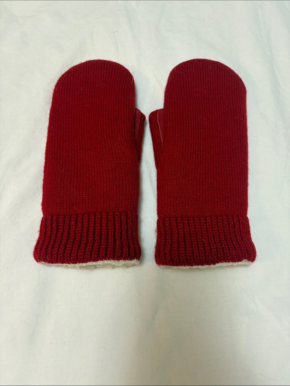 Aris Vintage Weathershed Red Leather Mittens Womens One Size
